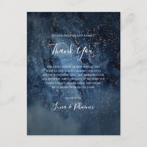 Celestial Night Sky Gold Thank You Reception Card