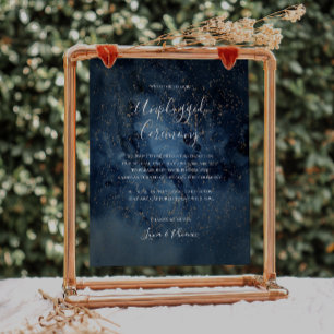 Celestial Night Sky Gold Unplugged Ceremony Sign