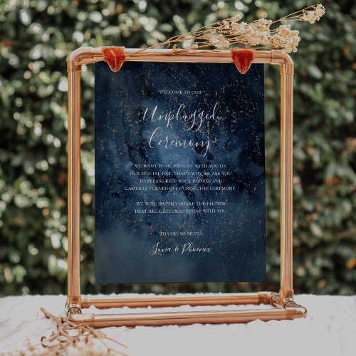Celestial Night Sky  Gold Unplugged Ceremony Sign