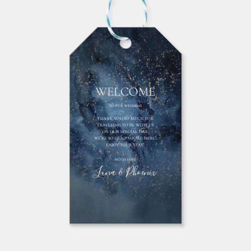 Celestial Night Sky  Gold Wedding Gift Tags