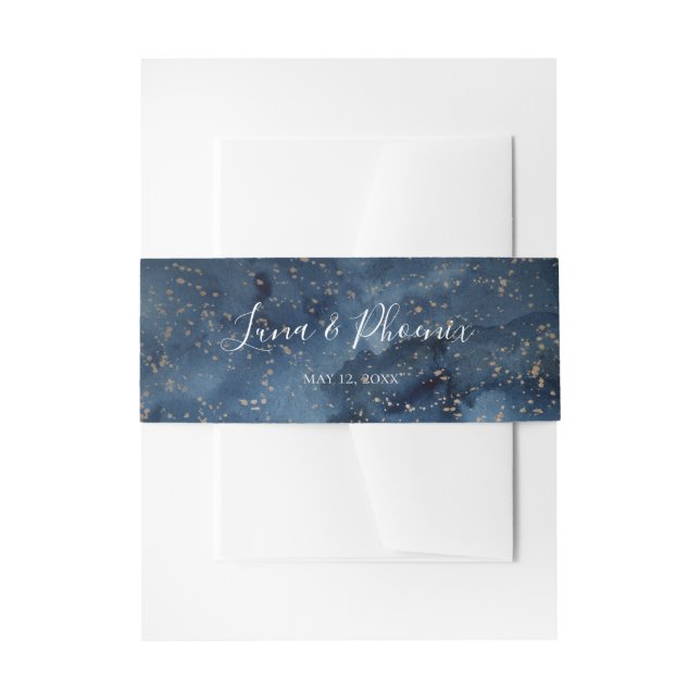 Celestial Night Sky | Gold Wedding Invitation Belly Band (Front Example)