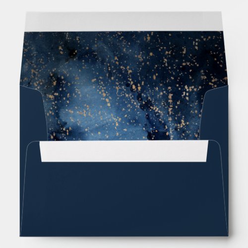 Celestial Night Sky  Gold Wedding Invitation Envelope