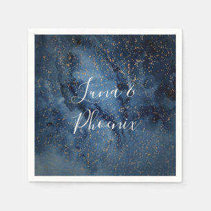Celestial Night Sky Gold Wedding Napkins