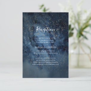 Celestial Night Sky Gold Wedding Reception Card