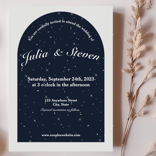 Celestial Night Sky Navy Arch & Star Background Save The Date (Creator Uploaded)