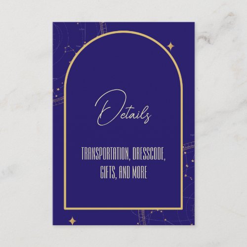 Celestial Night Sky Navy Blue and Gold Wedding Enclosure Card