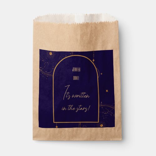 Celestial Night Sky Navy Blue and Gold Wedding Favor Bag