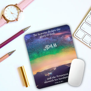 Celestial Night Sky Psalm 19:1 Scripture Verse Mouse Pad