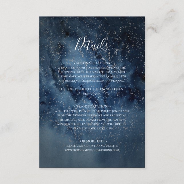 Celestial Night Sky | Silver Details Enclosure Card (Front)