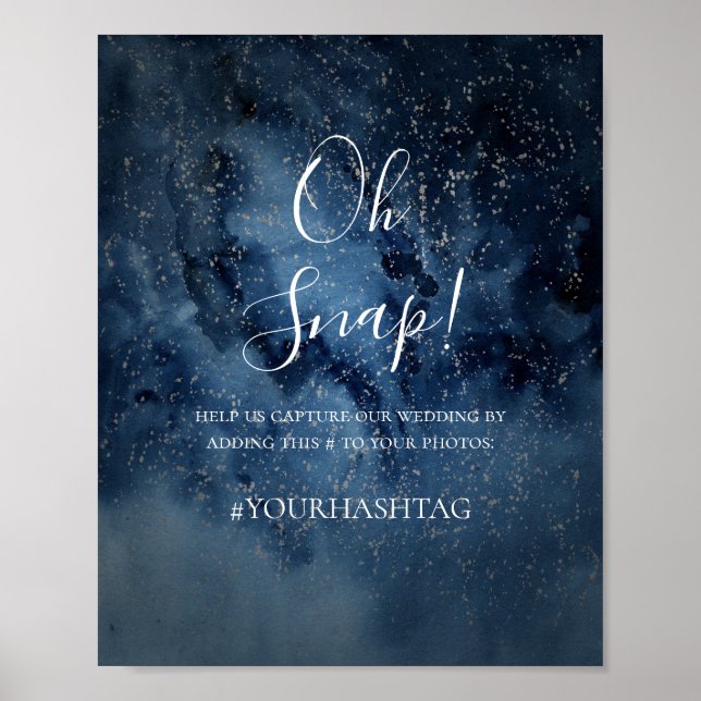 Celestial Night Sky | Silver Oh Snap Hashtag Sign (Front)