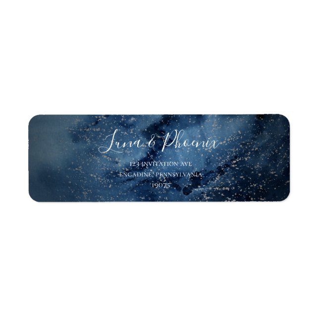 Celestial Night Sky | Silver Return Address Label (Front)