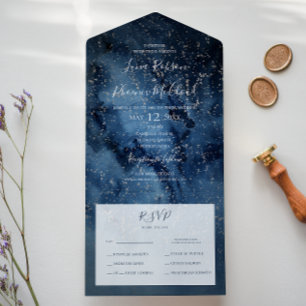 Celestial Night Sky Silver Seal And Send All In One Invitation