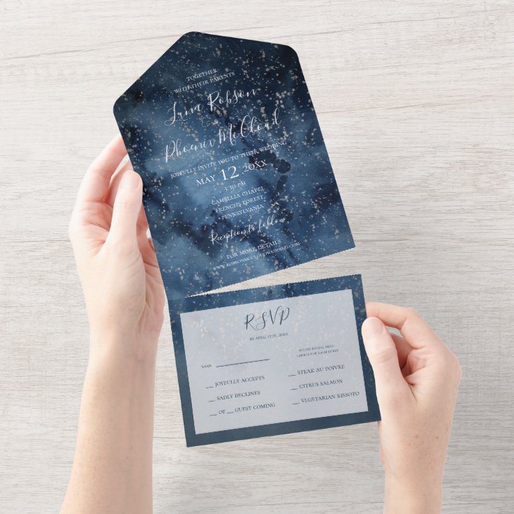 Celestial Night Sky | Silver Seal And Send All In One Invitation | Zazzle