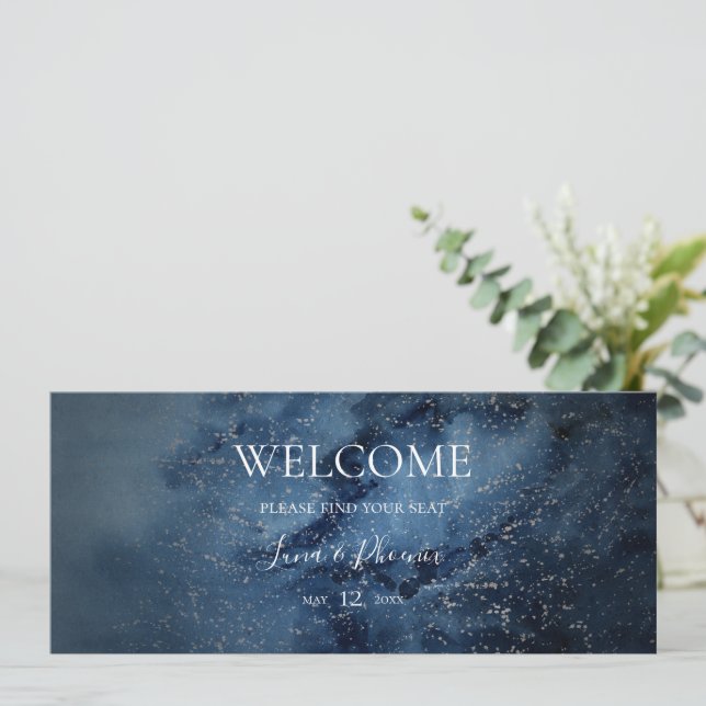 Celestial Night Sky | Silver Seating Chart Header (Standing Front)