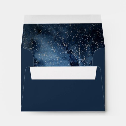 Celestial Night Sky  Silver Self Addressed RSVP Envelope