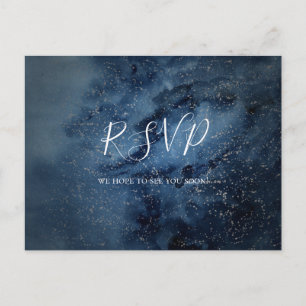 Celestial Night Sky Silver Song Request RSVP Postcard