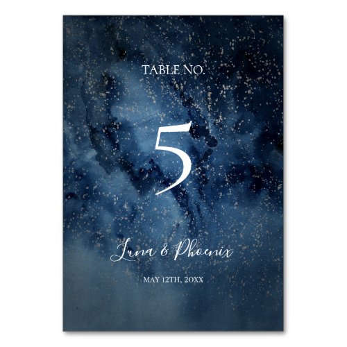 Celestial Night Sky  Silver Table Number