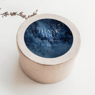 Celestial Night Sky Silver Thank You Favor Sticker