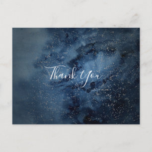 Celestial Night Sky Silver Thank You Postcard