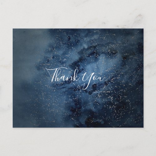 Celestial Night Sky  Silver Thank You Postcard