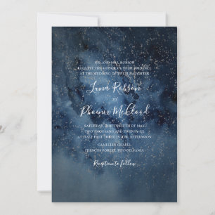Celestial Night Sky   Silver Traditional Wedding Invitation