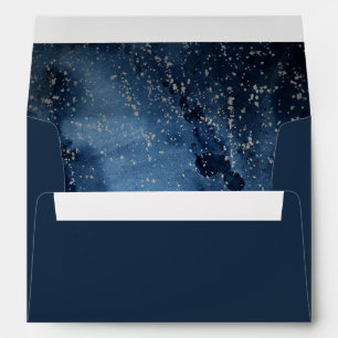 Celestial Night Sky Silver Wedding Invitation Envelope