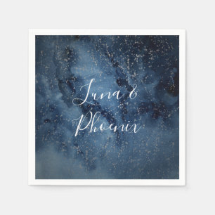 Celestial Night Sky Silver Wedding Napkins