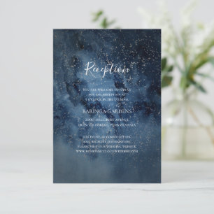 Celestial Night Sky Silver Wedding Reception Card