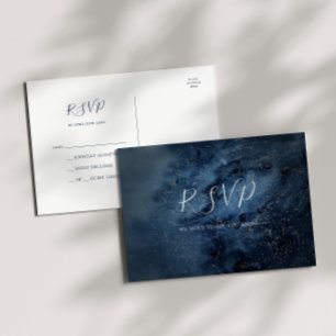 Celestial Night Sky Silver Wedding RSVP Postcard