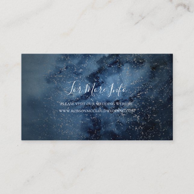 Celestial Night Sky | Silver Wedding Website Enclosure Card (Front)