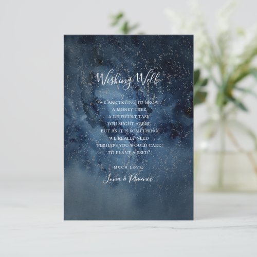 Celestial Night Sky  Silver Wedding Wishing Well Enclosure Card