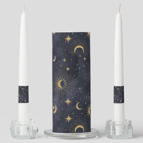 Celestial night sky  unity candle set