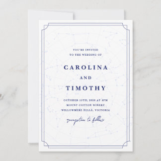 Celestial Night Sky Watercolour Wedding Invitation
