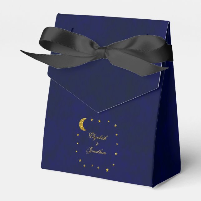 Celestial Night Sky Wedding Favor Boxes (Front Side)