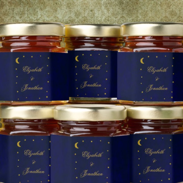 Celestial Night Sky Wedding Napkins Honey Jar Favors (Creator Uploaded)