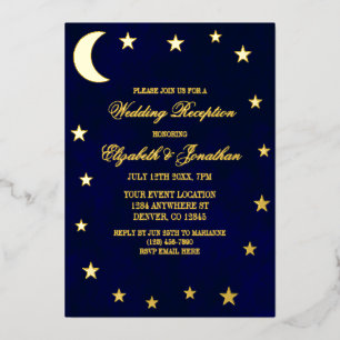 Celestial Night Sky Wedding Reception Foil Invitation