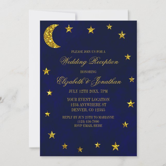 Celestial Night Sky Wedding Reception Invitation (Front)