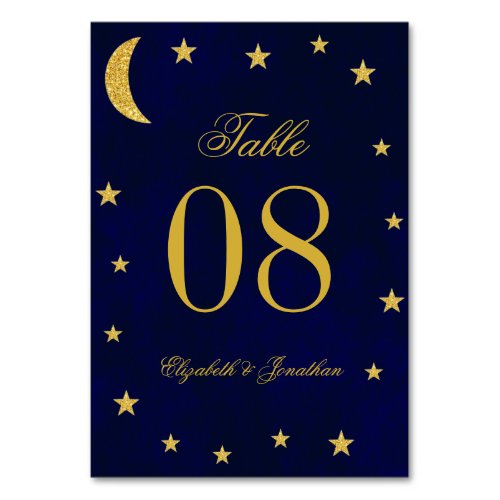 Celestial Night Sky Wedding Table Number