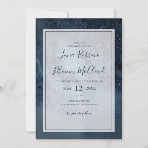Celestial Night Sky With Frame All In One Wedding Invitation