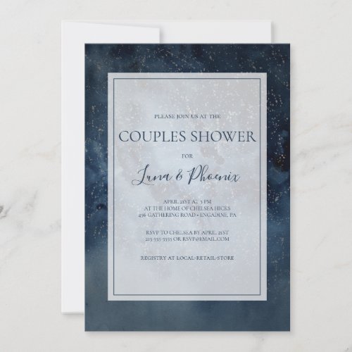 Celestial Night Sky With Frame Couples Shower Invitation