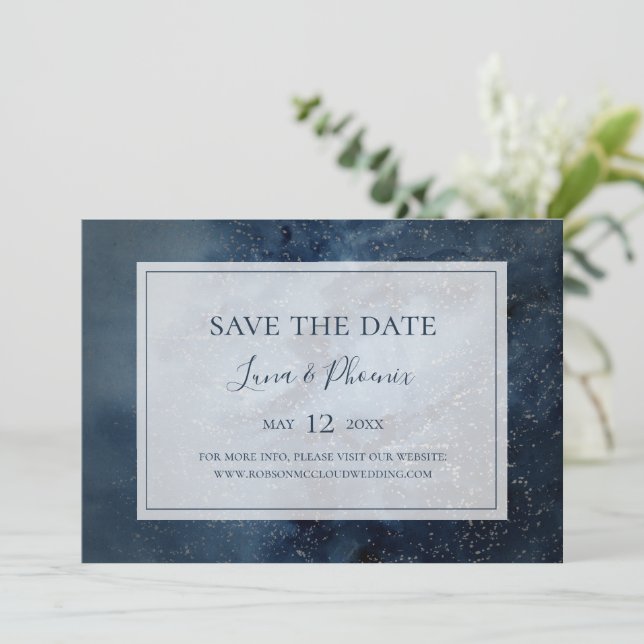 Celestial Night Sky With Frame Horizontal Save The Date (Standing Front)