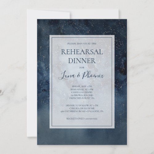 Celestial Night Sky With Frame Rehearsal Dinner Invitation