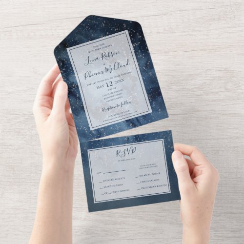 Celestial Night Sky With Frame Seal And Send All In One Invitation