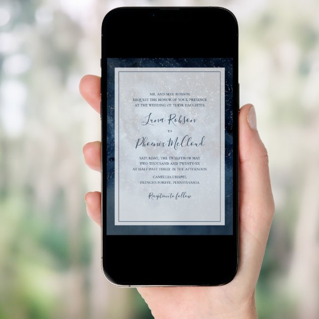 Celestial Night Sky With Frame Traditional Wedding Invitation (Front Digital)
