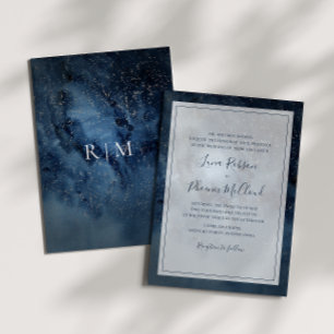 Celestial Night Sky With Frame Traditional Wedding Invitation