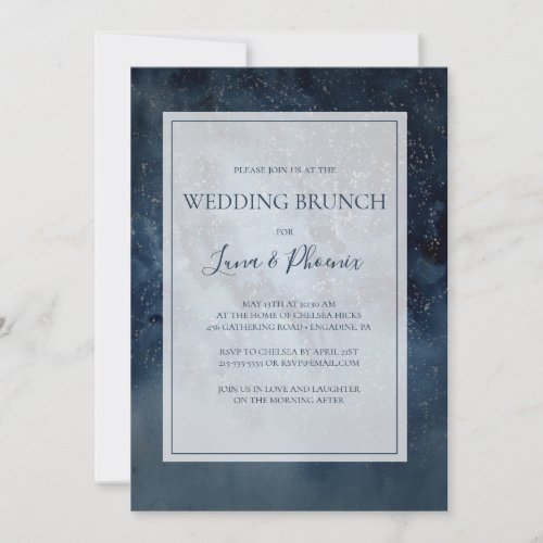 Celestial Night Sky With Frame Wedding Brunch Invitation