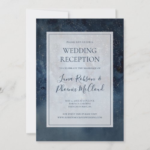 Celestial Night Sky With Frame Wedding Reception Invitation