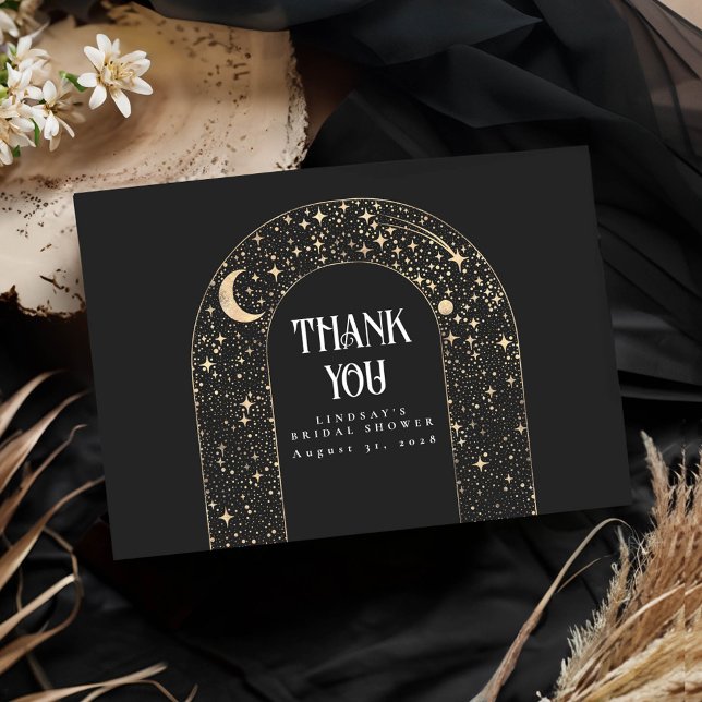 Celestial Night Stars Elegant Thank You Card (Celestial Arch Thank You Card)