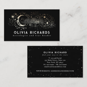 Celestial Night Stars Moon Black Cosmos Mystic Business Card