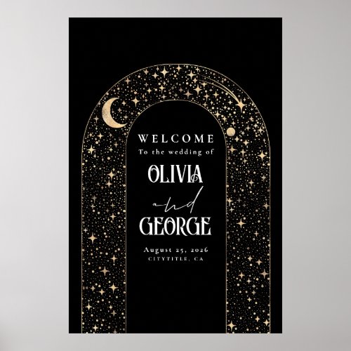 Celestial Night Stars Wedding Welcome Sign